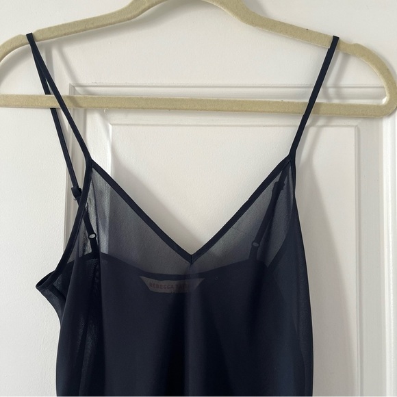 Rebecca Taylor Y2K Midnight Blue Navy Sheer Babydoll Slip Camisole Top size 0 - Picture 5 of 13